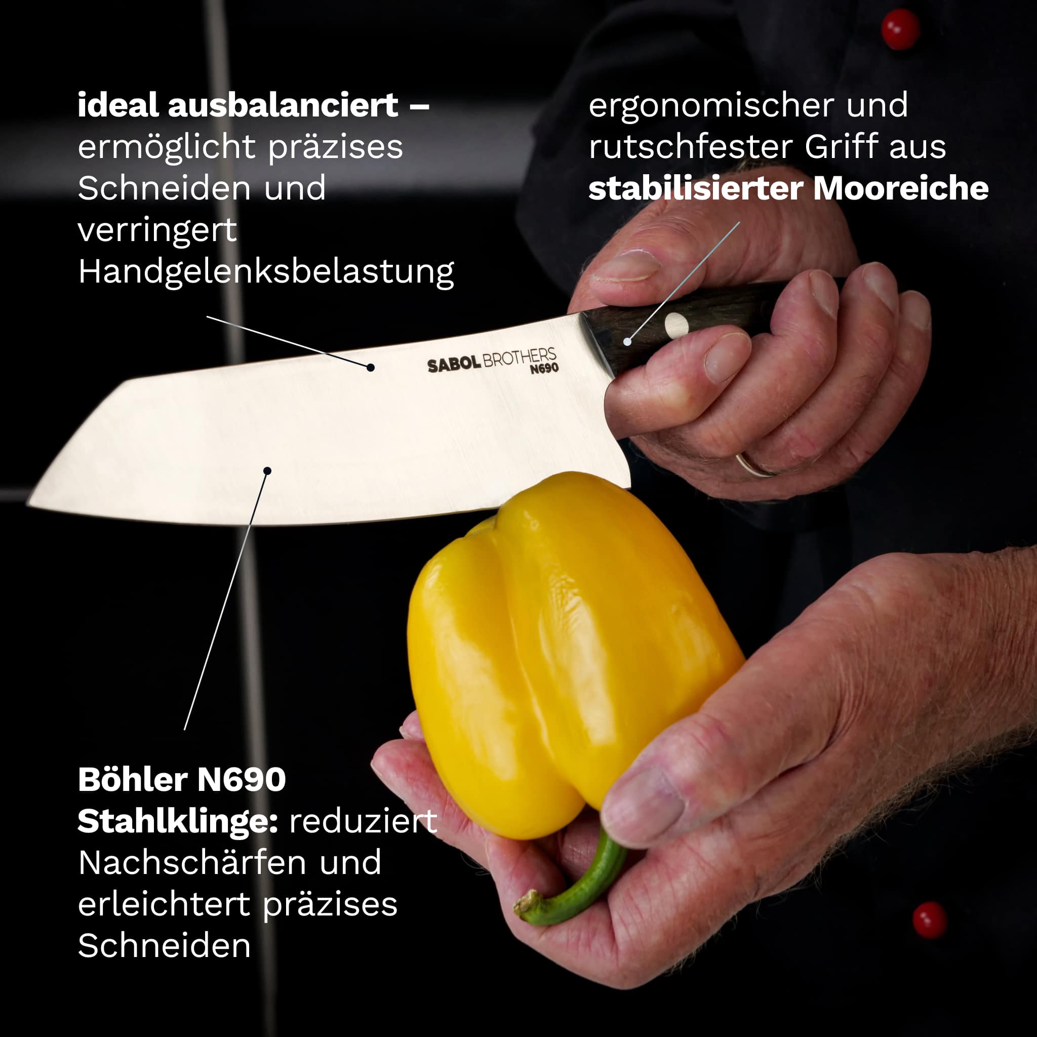 Ergonomisches Iconic Tools Küchenmesser Durabilis Klein – Ideal ausbalanciert für präzises Schneiden